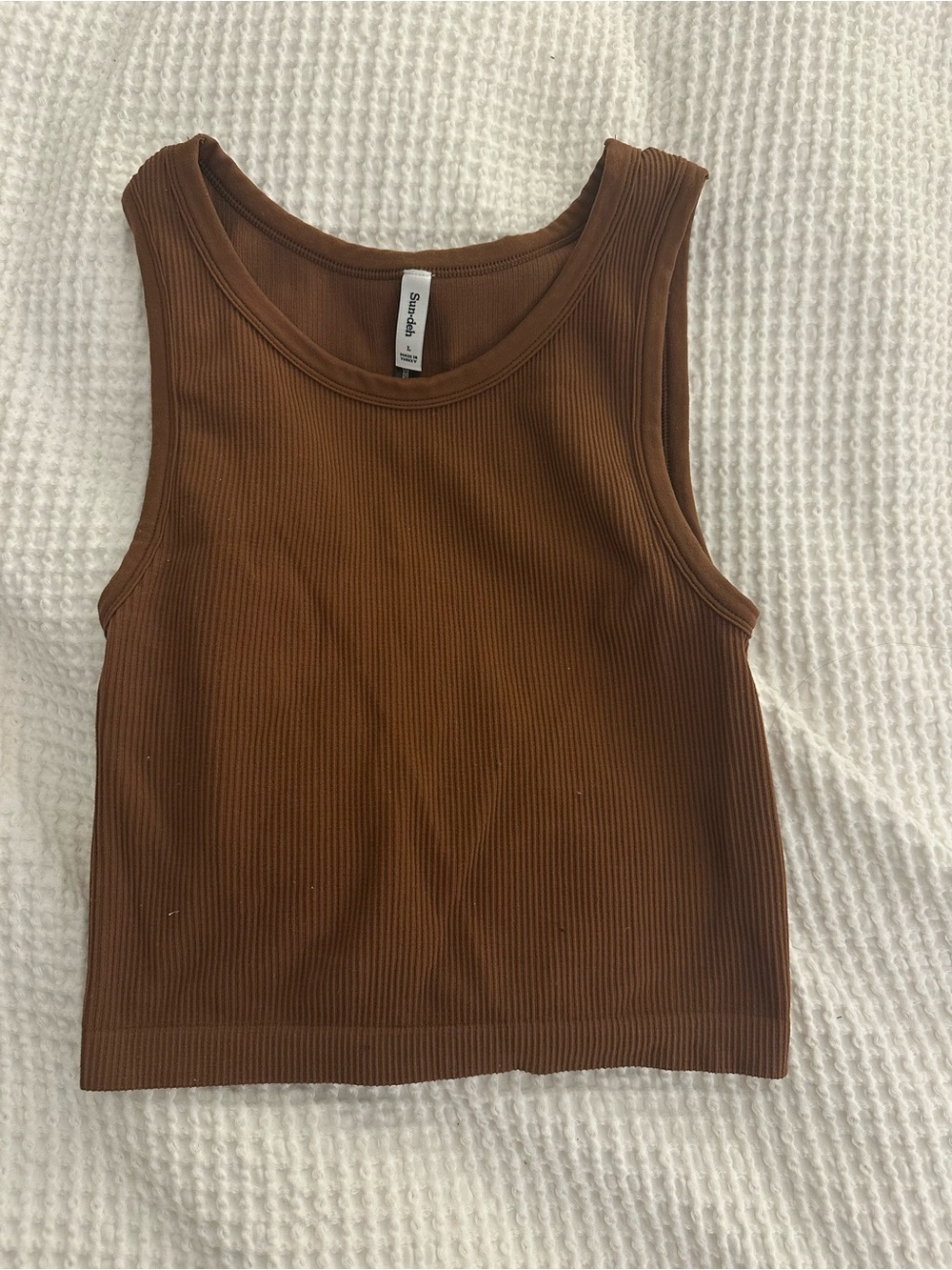 Aritzia Ribbed Cropped Tank Top - Brown